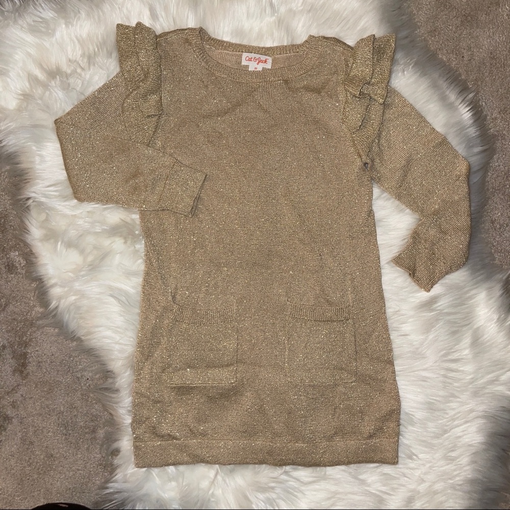 Cat & Jack Shimmer Gold Girls Dress